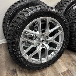 NEW  22 inch silver Gm style wheels wrapped in 305/45r22 atturo xt tires