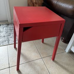 IKEA Red Metal Selje Nightstand Bedside Table 