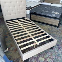 NEW Platform Bed Beige Linen Queen $198 Twin $158