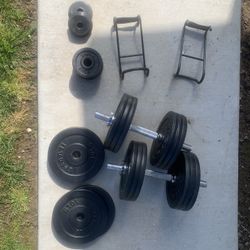 200lb (100lb Per Handle) Adjustable Dumbbell Set With End Caps And Spotter Arms 