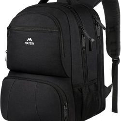 Lunch Backpack for Men, 18 Inch Large Insulated with USB Charging Port - Black