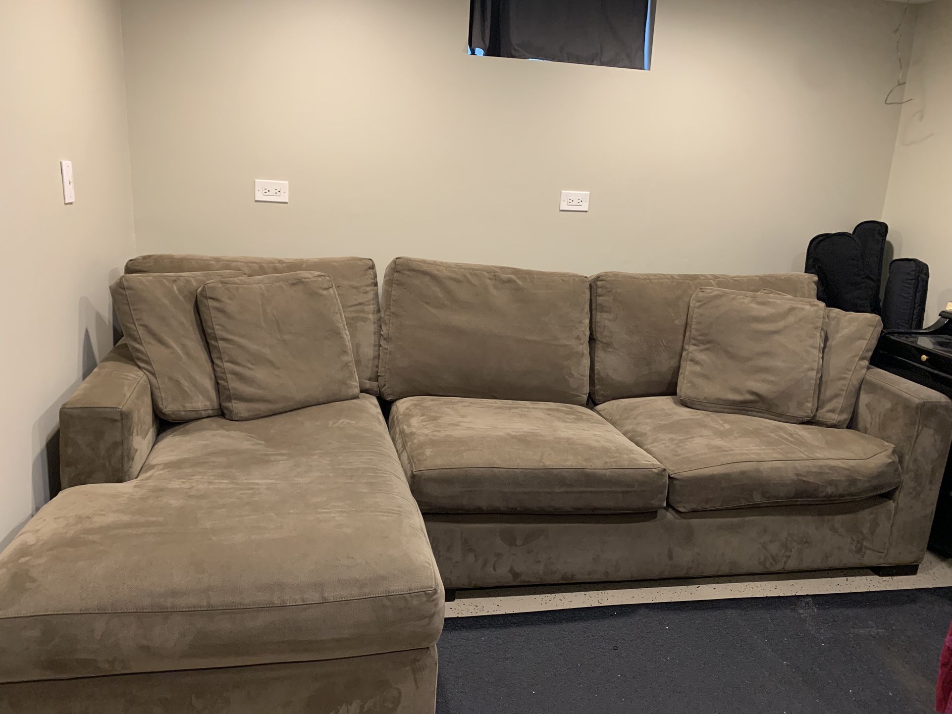 Crate And Barrel, Sage Green Couch With Chaise