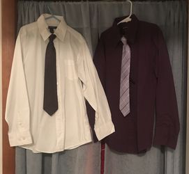 2 Boys size 10 12 dress shirt & tie sets