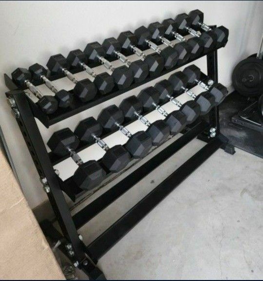 NEW Rubber Hex Dumbbells 5lb - 50lb Dumbbell Pairs Olympic Weights Home Gym Workout Equipment Fitness Weight Set