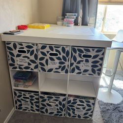 Crafting, Art, Drawing Desk/table With Cubbies & Stool