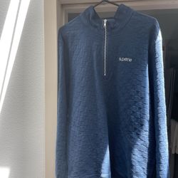 Supreme - Checkered Zip Up Crew Neck