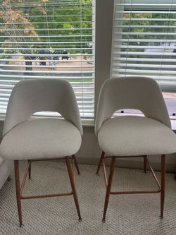 Boucle Counter Stool Set Of 2,Beige Boucle Fabric Modern Counter Stools with Metal Legs,26 Inch Stools With Back for Kitchen Island-The Pop Home
