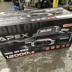 New - Badlands “Apex” 12,000lb Electric Winch w/ Synthetic Rope & Wireless Remote ($600 MSRP)