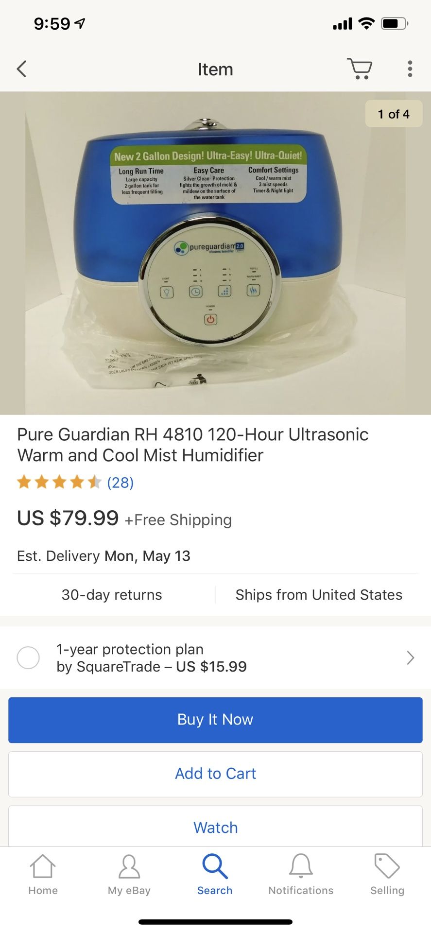 Pure guardian ultrasonic humidifier 2.0g