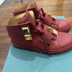 Buscemi Men's Deep Red High-Top Sneakers