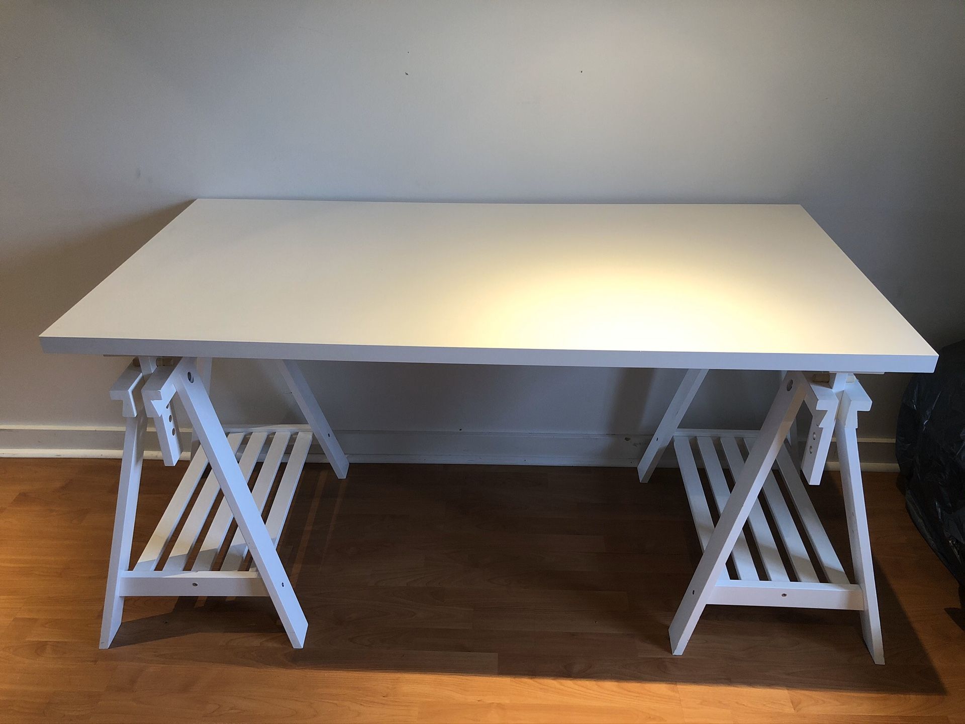 IKEA adjustable-height desk w/ 2 shelves!