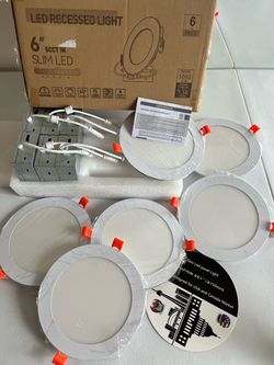 6-Pack LED Recessed Slim Downlights 12W