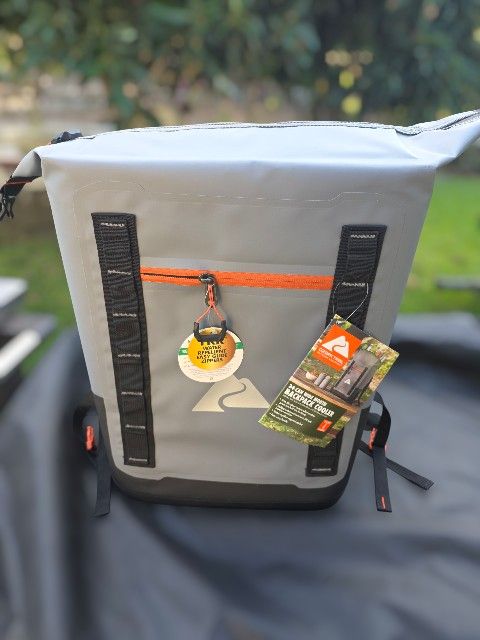 Ozark Trail 24 Can Welded Cooler, Wide Mouth Cooler Backpack with Microban®, Gray