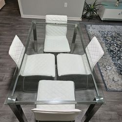 Glass Kitchen Table W/chairs