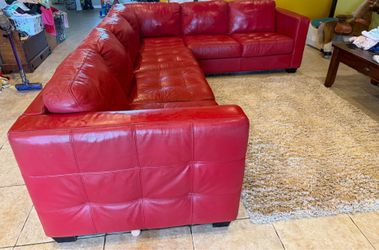 Red leather sectional