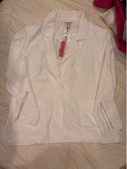 Satin jacket with rhinestone sleeve