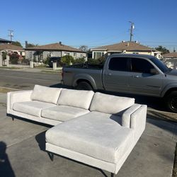 Living Spaces Seal Grey Sectional Couch Sofa
