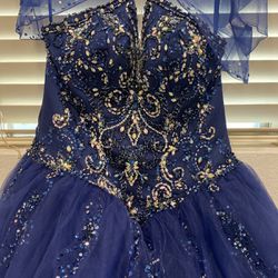 Navy Blue Quince Dress, Doll & Petticoat (not pictured)