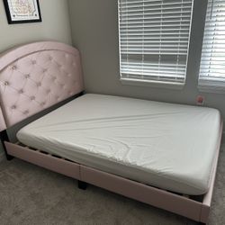 Pink Full Bed Frame and Mattress 