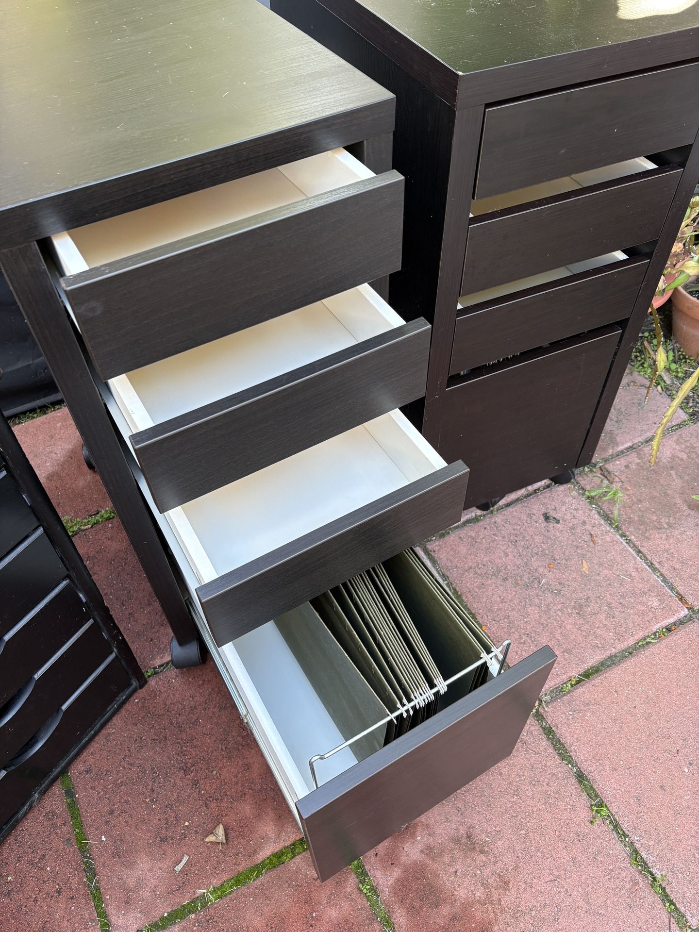 4 Drawer Black Filing Cabinets (Set Of 2)