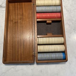Vintage Antique Poker Chips and Case