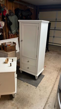 Small White Armoire Cabinet with Drawers