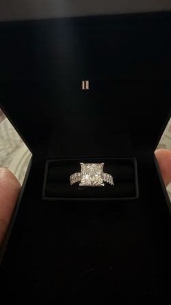 3.56 CT VVS2/D 14K White Gold Princess Cut Diamond Engagement Ring Set