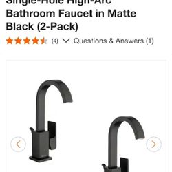 Farrington Single-Handle Single-Hole High-Arc Bathroom Faucet in Matte Black (2-Pack)