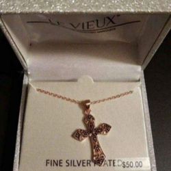 Le Vieux Cross Necklace New in Box