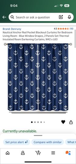 Nautical Anchor Rod Pocket Blackout Curtains (2) Panels