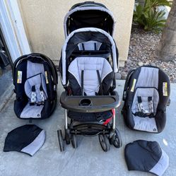 Babytrend Double Stroller With Car Seats