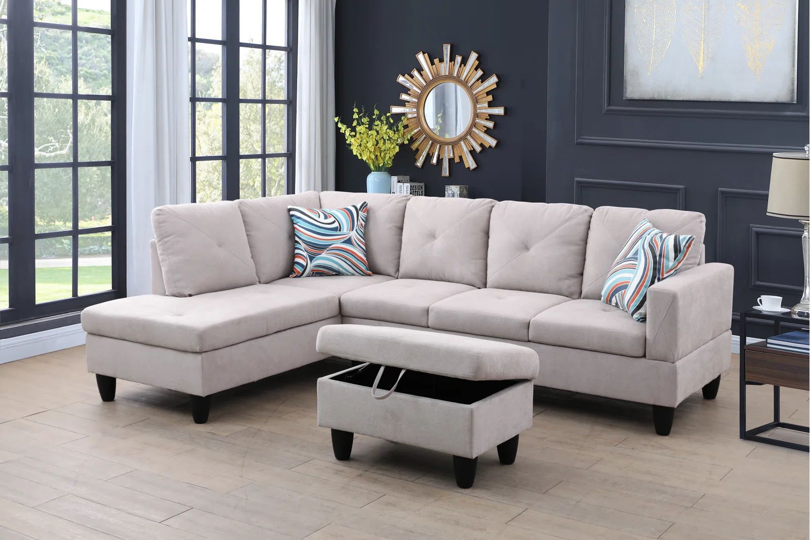 🛋️ 🔥Clearance🔥 3PCS Gray Sectional Sofa Set (Left Chaise)