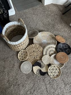 Decorative Wicker Circles And Basket