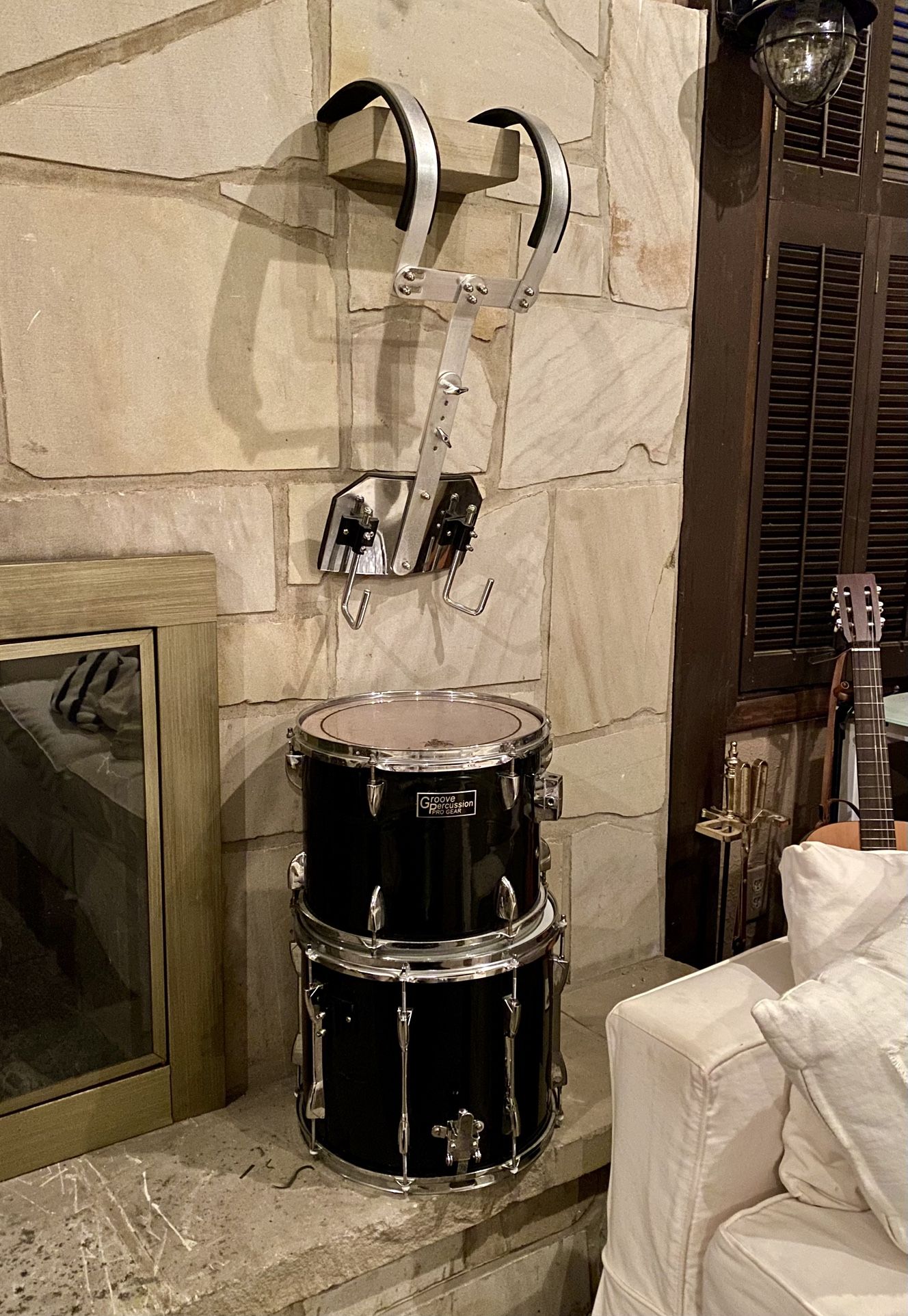 (2) Marching Drums With Carrier (Snare And Tom)