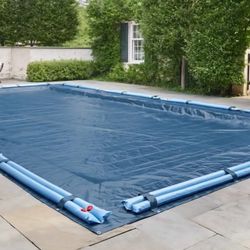 Winter Pool Cover Tarp with 18 Water Bags Used- 30' X 55'