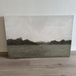 The Lord Is My Shepherd Premium Canvas, Jesus Lost Sheep Nature, Framed Christian Wall Art, Neutral Decor