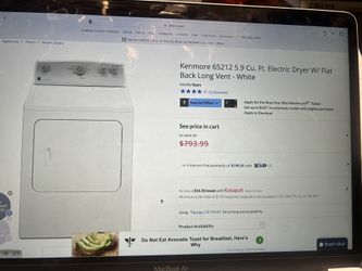 New White Kenmore Electric Dryer