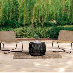 Outdoor Set 3 Pc Black / Natural, New Especial Price