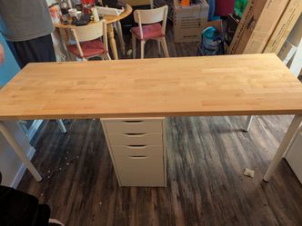 Ikea desk, 72" and filing cabinet
