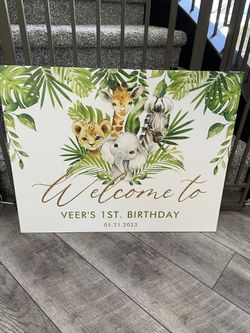 Welcome birthday sign - Animal Theme