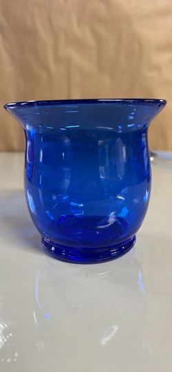 Vintage Cobalt Blue Glass Candle / Short Vase