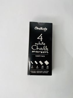White Chalkboard Chalk Markers | Variety pack of 4 - Fine & Jumbo Size Pens | D