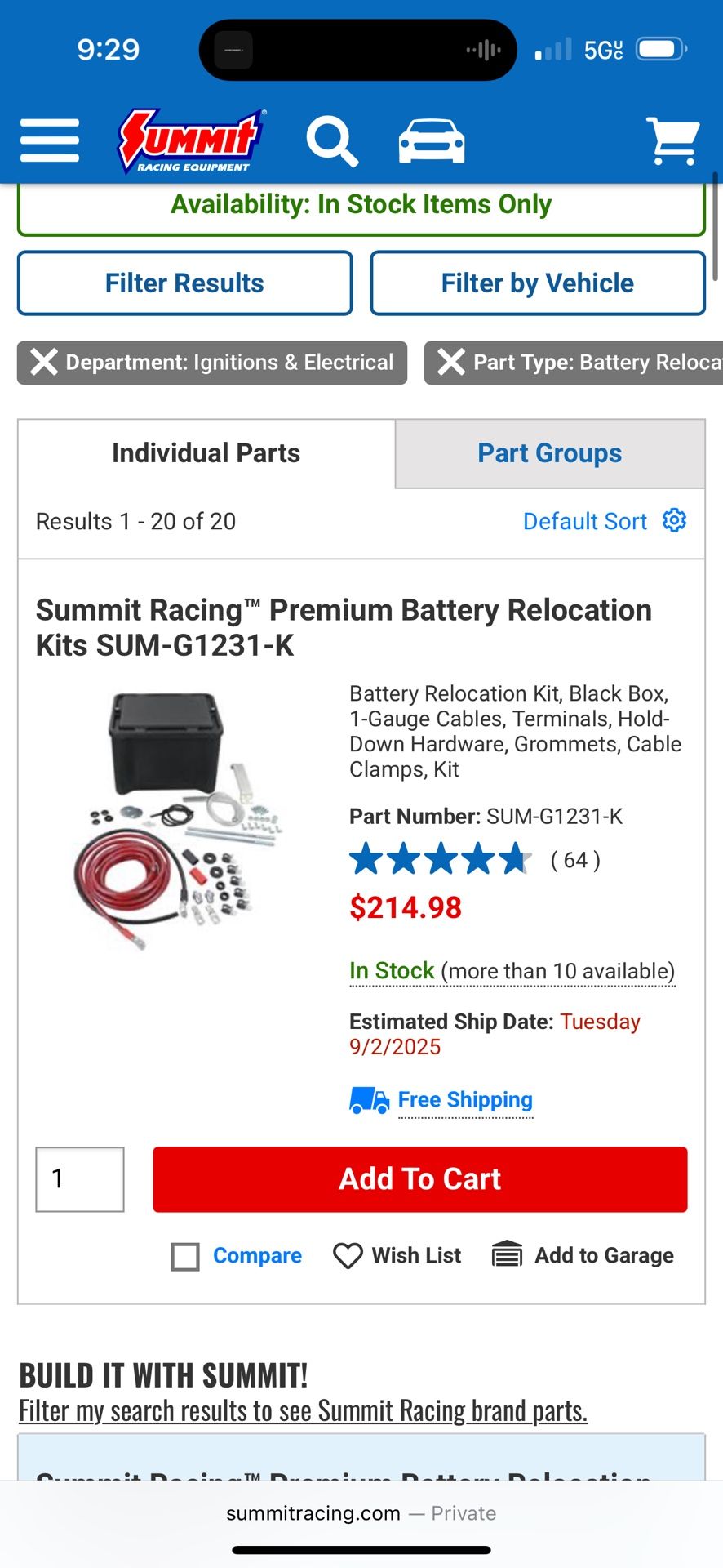 Summit Battery Relocation Kit