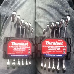 2 Duralast Reversible Ratcheting Wrench Sets, SAE & Metric 