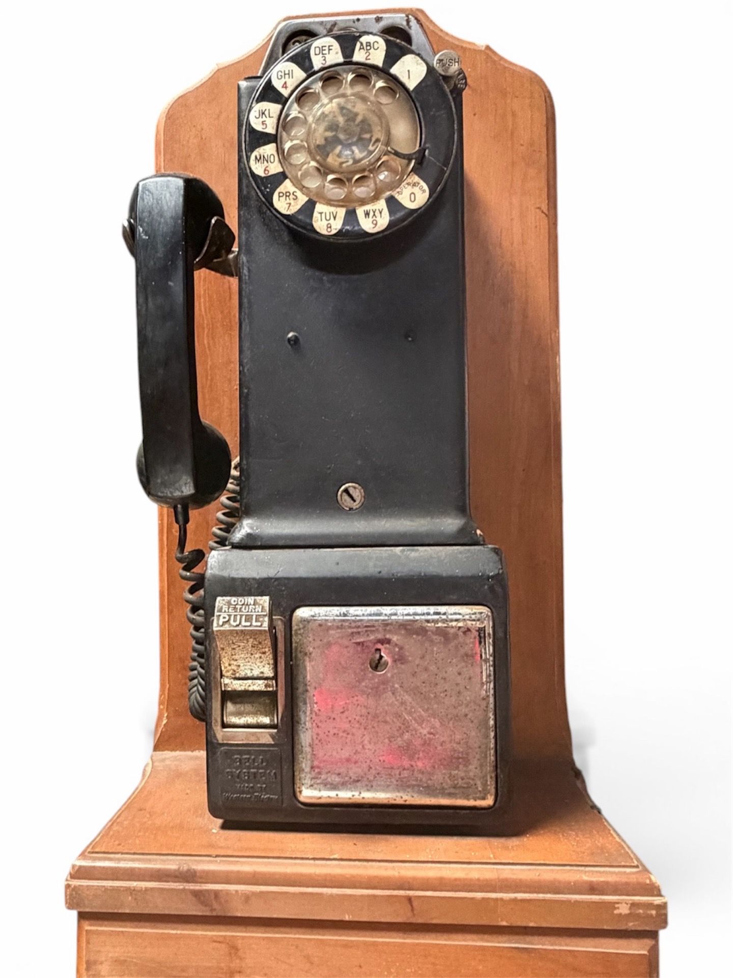 Vintage Payphone Coin-Operated Wall Telephone Bell System Antique Rotary Phone