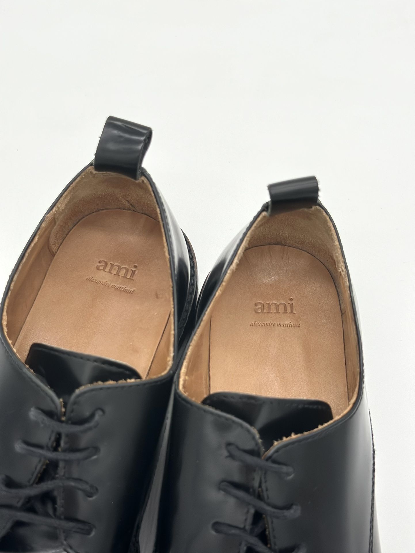 Ami Alexandre Mattiussi Black Leather Derby Shoe Size 41 Dress Shoes