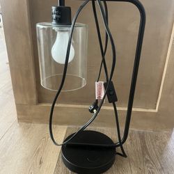 Two Matte Black Industrial Style Lamps