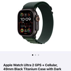Apple Watch Ultra 2 GPS + Cellular, 49mm Black Titanium Case with Dark Green Alpine Loop - Medium