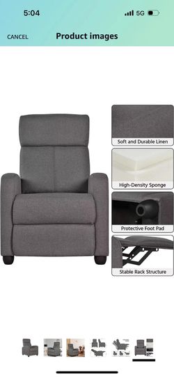 Recliner Chair Ergonomic Adjustable Single Fabric Sofa with