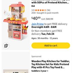 Kids Kitchen Play Set, Interactive Kids Kitchen Play Set with 42Pcs of Pretend Kitchen...AMAZON PICTURE IS SIMILAR 
BRAND NEW